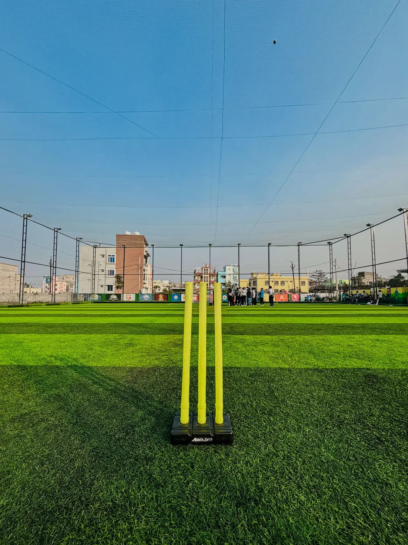 Groundsman preparing a turf cricket wicket
