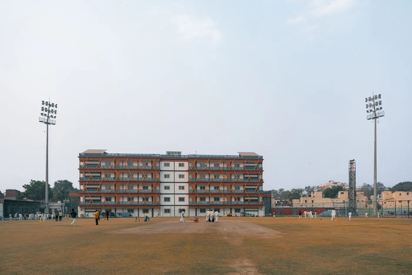 Cricket match in progress during a tournament fixture